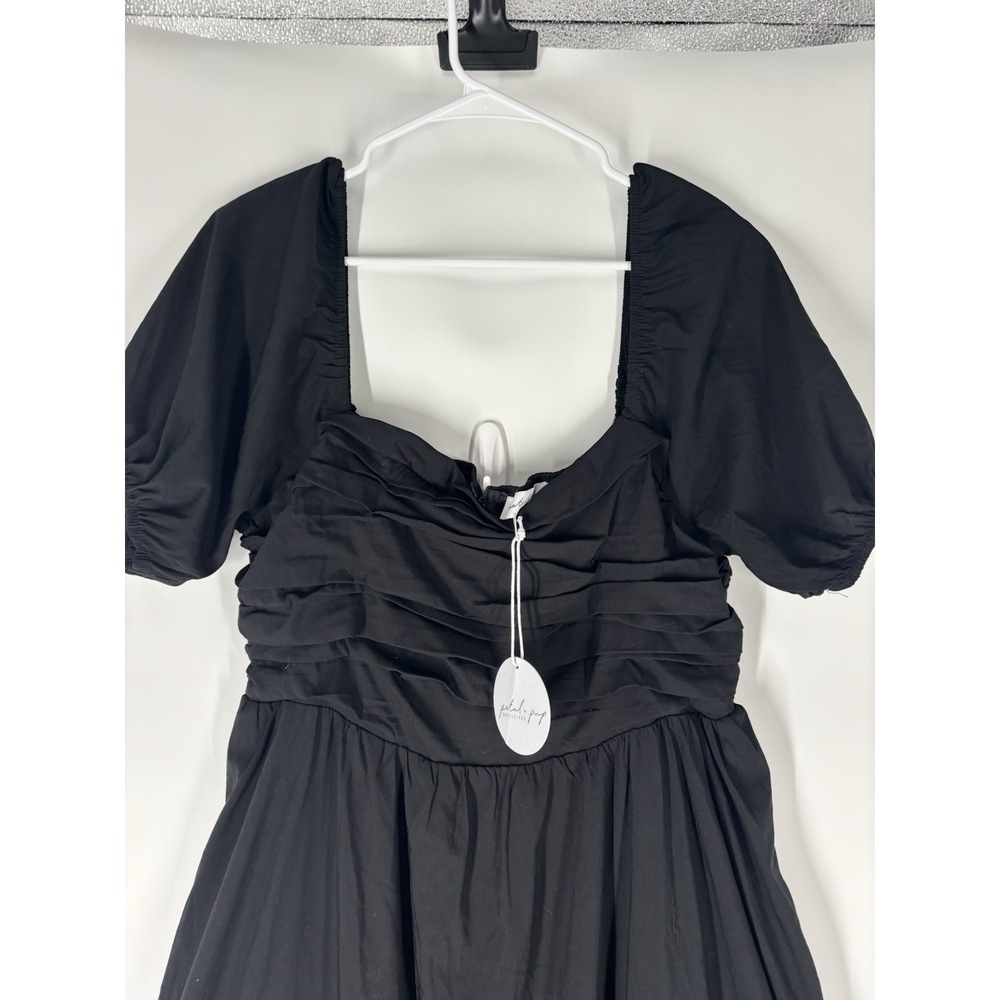 Petal & Pup Puff Sleeve Midi Dress XL Black Romantic Classic Feminine Milkmaid - Picture 8 of 14
